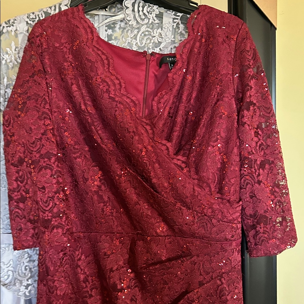 Signature by Sangria Burgundy Lace Dress